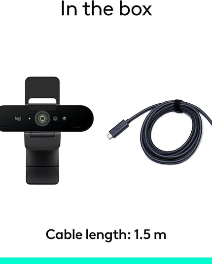 Logitech Brio 4K Webcam, Video Calling, Noise-Cancelling mic, HD Auto Light Correction, Wide Field of View, Windows Hello Works with Microsoft Teams, Zoom, Google Meet, PC/Mac/Laptop/MacBook/Tablet