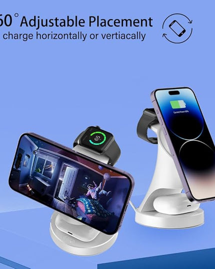Wireless Charger,3 in 1 Magnetic Wireless Charger Stand, Fast Wireless Charging Dock for iPhone17/16/15/14/13/12 Series, Apple Watch Series, AirPods Pro.