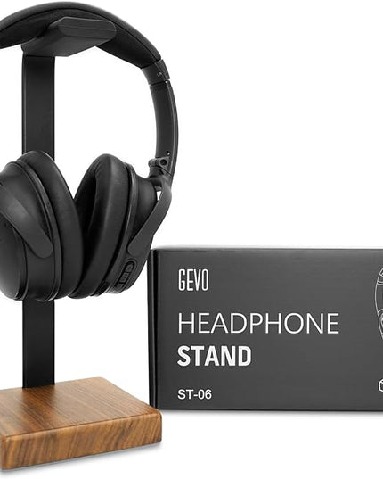 GEVO Headphone Stand for Desk - Wooden Headset Stand for Desk - Wooden Headphone Holder with Airpods Max and More(Square)