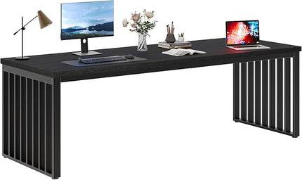Tribesigns 78.74" Extra Long Computer Desk for 2 Person, Double Long Desk with Heavy Duty Metal Frame, Double Workstation Study Table for Home Office (Without Chair) (Black)