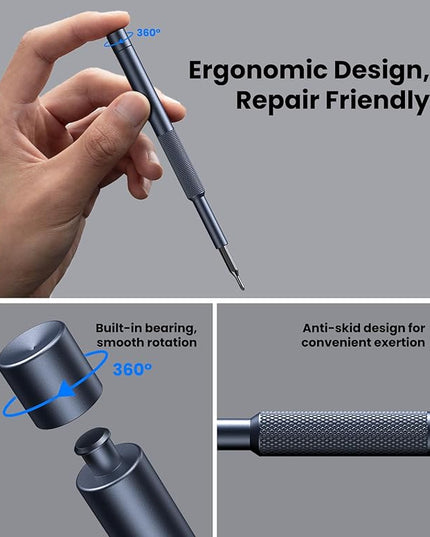 AXTH 25-in-1 Small Precision Screwdriver Set, Professional Magnetic Mini Repair Tool Kit for Phone, Computer, Watch, Laptop, Macbook, Ring Doorbell, Eyeglass, Electronic, [Bearing Steel] Screw Driver
