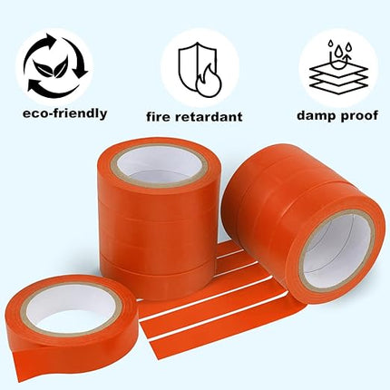 Romeda 9 Pack Electrical Tapes, Electrical Tape Water, Sun, and Oil Resistant, Electrical Tape is Suitable for Most Domestic, Commercial, and Industrial environments - Orange