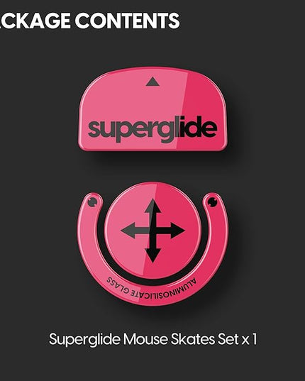 Superglide Glass Mouse Skates for Logitech G Pro X Superlight (Type-S, Magenta) - Polished Edge, Ultra Smooth Glide, Compatible with Glass Mousepads, Durable Gaming Feet