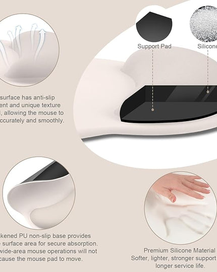 MOSISO Wrist Rest for Keyboard Mouse Pad Set, Large Gaming Deskpad&Circle Curved Mousepad&Keyboard Wrist Rest&Coaster, Ergonomic Non-Slip Mousepad&Easy Typing Pad with Silicone Lining, Stone Gray