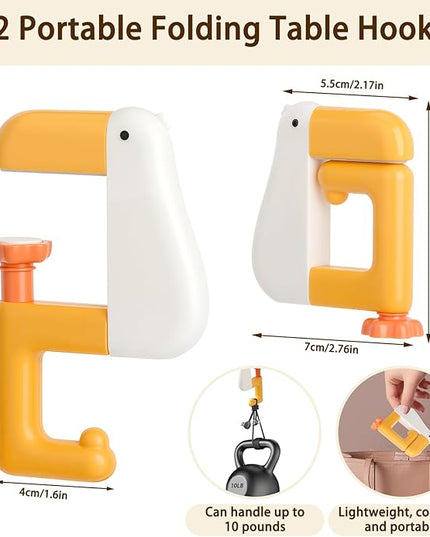 12 Pack Purse Hook for Desk Foldable Non-Slip Desk Hook Adjustable Clamp-on Under Desk Hanger Heavy Duty Non-Slip Backpack Hooks for Desk Purse Holder for Table for School/Office,White