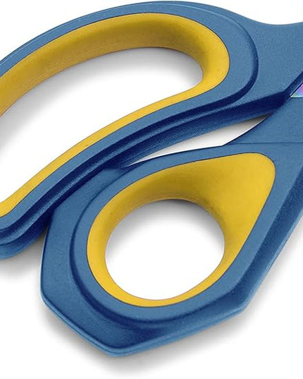 LIVINGO 2 Pack Sharp Fabric Scissors - Heavy Duty Scissors All Purpose, Titanium Coated Forged Sewing Shears for Tailor Dressmaking Crafting Cutting Clothes Leather, 8.5" & 9.5", Blue & Yellow