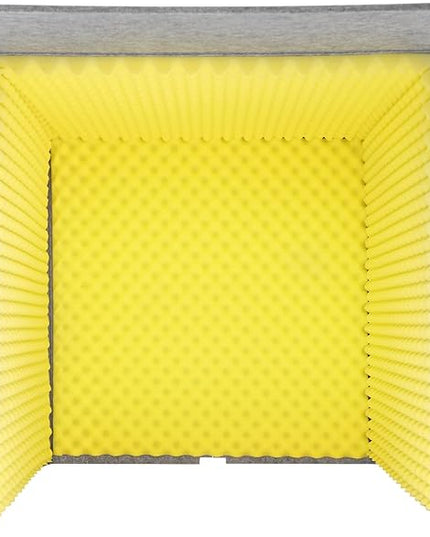 Desktop Soundproof Cover 31" H X 31" W X 31" L Recording Booth Portable Vocal Recording Booth with Double Sound Insulation Vocal Sound Absorbing Shield for Recording Studios, Offices（Yellow+Gray）