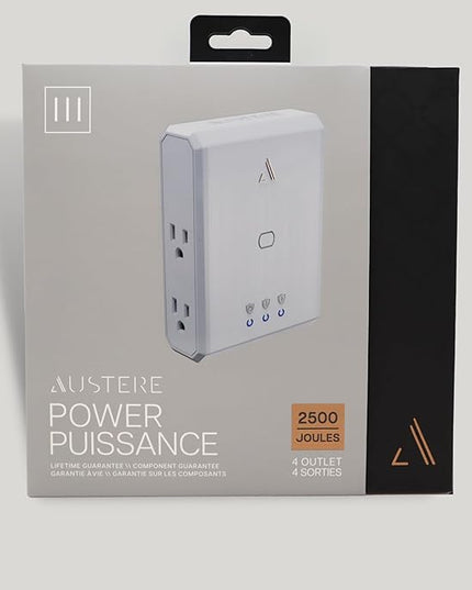 Austere III Series, Appliance Wall Power 4 Outlet Surge Protector for Kitchen, 2500 Joules, Flameless MOV, Overcurrent Protection, SmartFit Outlets, 4 Year Component Guarantee