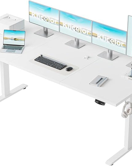 Klicelor 71 Inch Large Electric Standing Desk, Height Adjustable Office Desk, Sit Stand Up Computer Gaming Desk with Memory Preset, Three-Piece Desktop, White