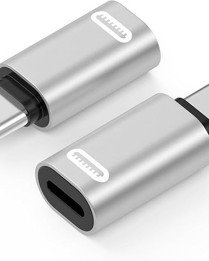 MoKo Lightning to USB C Adapter for iPhone 17 Air 16 15 Pro Max Plus, Galaxy S25 S24 S23, iPad Pro/Air, 2 Pack USB-C to Lightning Adapter for Fast Charging/Data Transfer, Not for Audio/OTG, Silver PD
