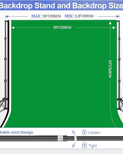 EMART 8.5x10ft Green Screen Backdrop Kit with Sand Bag, Photography Background Support System with 10x12ft Polyester Backdrop(Black/White/Green) for Photography, Parties, Wedding, Video Shooting