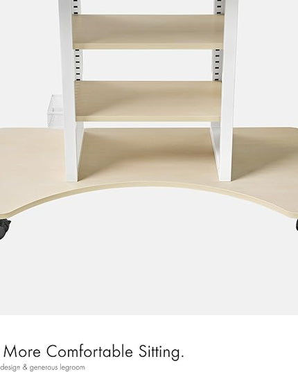 EUREKA ERGONOMIC Gaming Desk Computer, 37" Rolling Desk on Wheels for Small Space, Mobile Computer Cart with Pegboards Adjustable Shelves for Gaming PS Switch, Craft Station, Home Office - Maple
