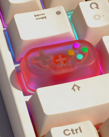 Artisan Keycap, Custom Game Controller Shaped Keys Cap for MX Mechanical Keyboard, Shine Through Resin Handmade Replacement for Capslock Key - Red
