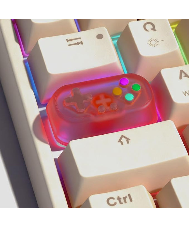 Artisan Keycap, Custom Game Controller Shaped Keys Cap for MX Mechanical Keyboard, Shine Through Resin Handmade Replacement for Capslock Key - Red