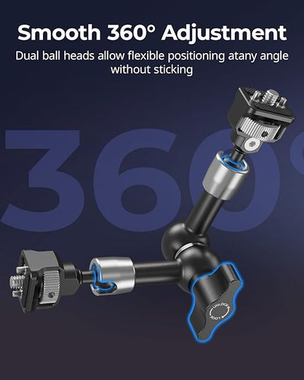 SMALLRIG 7'' Magic Arm with 1/4"-20 Screws & Spring-Loaded Pins, 1.5kg Load Capacity, 360° Dual Ball Head, Non-Slip Design for Cameras/Lights/Monitors/Mics/Phones – 5308