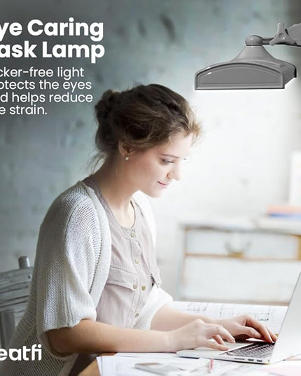 Neatfi Ultra 3,500 Lumen LED Desk Lamp, 45W, 26-Inch Wide Metal Shade, 270 SMD LEDs (Non-CCT with Clamp, Silver)