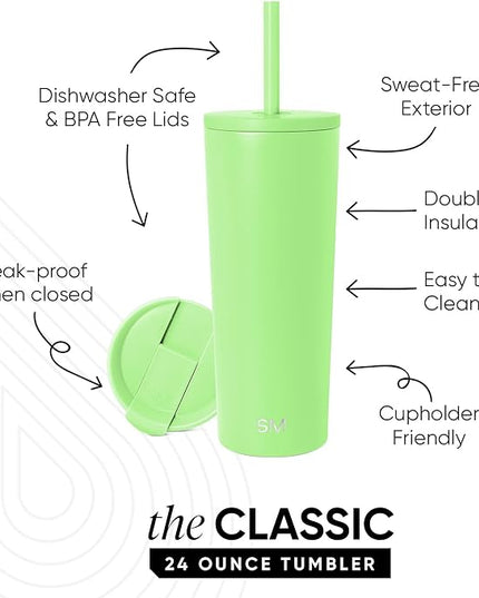 Simple Modern Classic Tumbler with Lid and Straw | Insulated Iced Coffee Cup Reusable Stainless Steel Water Bottle Travel Mug | Gifts for Women Men Her Him | 24oz | Baja