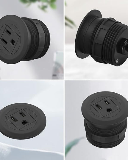 Mini Desktop Power Hub Grommet Socket, Flush-Mount Desk Outlet Build-in 1 US Standard Outlet with 6.56 FT Extension Power Cord, Recessed Power Strip Socket for Desk Nightstand Cabinet Counter