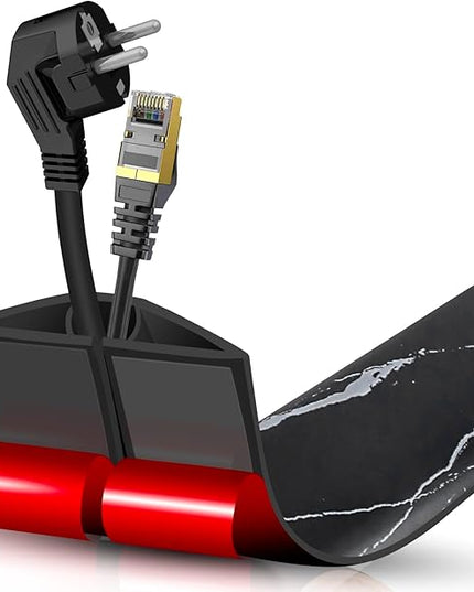 Floor Cord Cover Self Adhesive Cord Hider,3.3FT Cable Management, Extension Strip Protector for Wires, Prevent Cable Trips for Offices, Gyms, Exhibitions Cavity:0.47"(W) x 0.35"(H) Black Stone