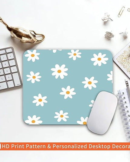 Square Mouse Pad Little Daisy,Personalized Premium-Textured Custom Mouse Mat Design,Washable Mousepad Cloth,Non-Slip Rubber Base Computer Mouse Pads for Wireless Mouse