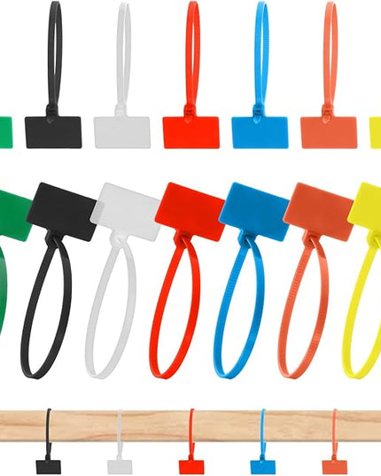 100pcs Zip Tie Tags Cable Labels Tags Nylon Cable With Label Tag Marker Ties Wire Self Locking Plastic Cords Straps Mark Cord Multi Color Electronic Identification Power Marking Label for Organizing