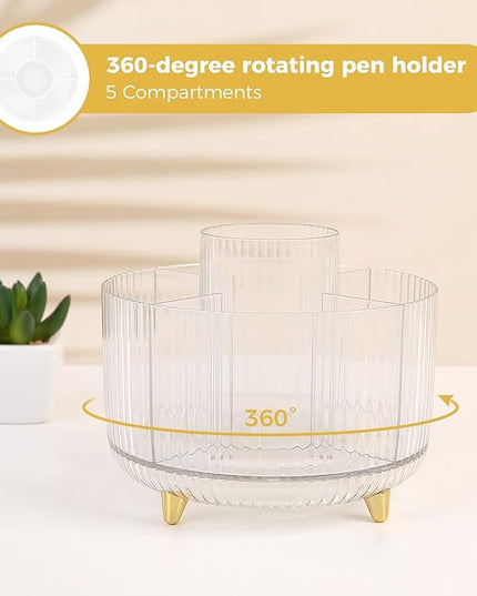 SKYDUE Gold Office Supplies Set, Pencil Holder for Desk,Gel Pen, Stapler, Tape Dispenser, Scissors,Clips and 1000pcs Staples, Office Decor for Women, Gold Desk Accessories