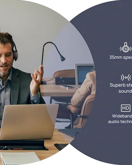 Yealink UH37 Professional Wired USB-A Headset with Noise Cancelling Microphone for Computer PC, Mono Headphones with Mute Control, Compatible with Teams, Zoom, and Other Online Conference
