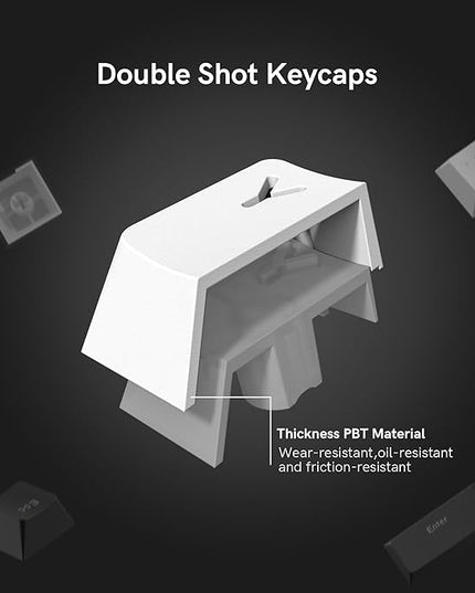 XVX White and Black Keycaps, Shine Through PBT Keycaps Cherry Profile, Custom Key caps Doubleshot 124 Keys Set, Universal Compatiability for 60%, 65%, 75%, 100% Keyboard