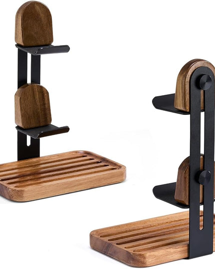 Game Controller Wood Holder, 2 Tier Adjustable Game Controller Stand for PS/Xbox/Switch/Nintendo,Game Controller Organizer,Accessories Managment,Wood,Matte Black