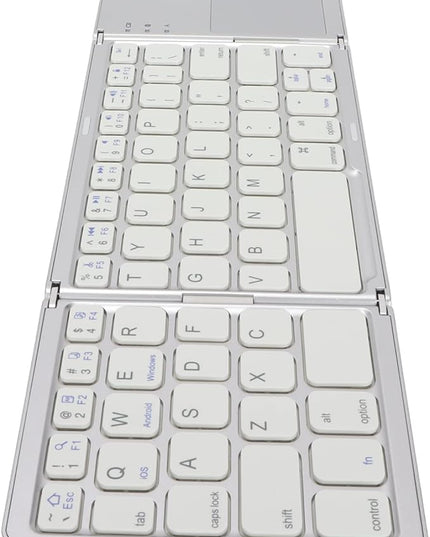 Gugxiom Foldable Wireless Keyboard with Touchpad, Foldable Design 63 Keys BT 3.0 Keyboard for Smartphone Tablet Laptop Travel, Mute, Pocket Size, USB Charging (Silver White)