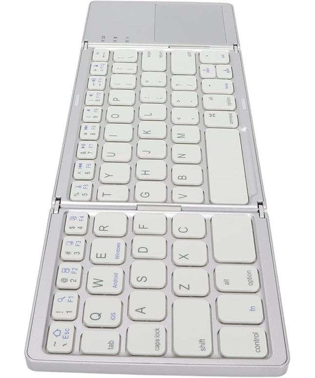 Gugxiom Foldable Wireless Keyboard with Touchpad, Foldable Design 63 Keys BT 3.0 Keyboard for Smartphone Tablet Laptop Travel, Mute, Pocket Size, USB Charging (Silver White)