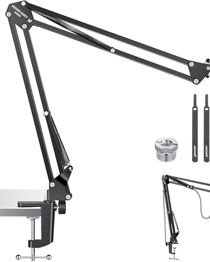 NEEWER Microphone Arm Stand, Suspension Scissor Boom Mic Arm Desk Mount with Clip & 3/8" to 5/8" Adapter Compatible with Blue Yeti Snowball HyperX QuadCast SoloCast Shure, Max Load 3.3 lbs, MS006