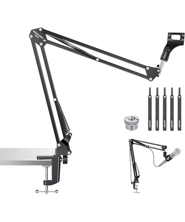 NEEWER Microphone Arm Stand, Suspension Scissor Boom Mic Arm Desk Mount with Clip & 3/8" to 5/8" Adapter Compatible with Blue Yeti Snowball HyperX QuadCast SoloCast Shure, Max Load 3.3 lbs, MS006
