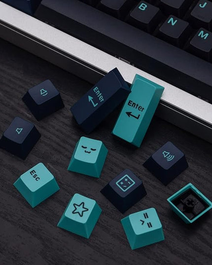 Sumgsn 172 Keys Double Shot Keycaps Cherry Profile Hammerhead Dark Keycap Set Fit for Alice Keyboard 61/64/87/104/108 Cherry MX Switches ISO ANSI Layout Mechanical Keyboard