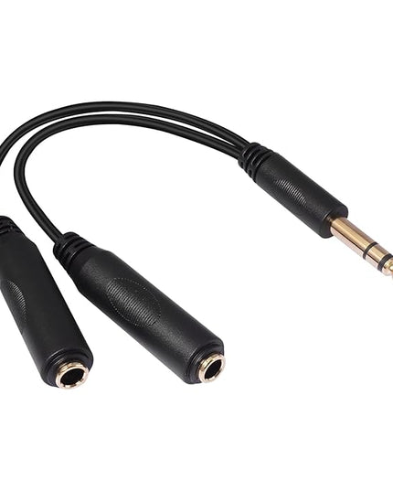 SiYear 6.35mm 1/4 inch Male Plug Stereo to 2 Dual 1/4 "TRS Female Jack Connector Audio Speaker Cable, Y Splitter Adapter Cable (20CM / 8Inch)