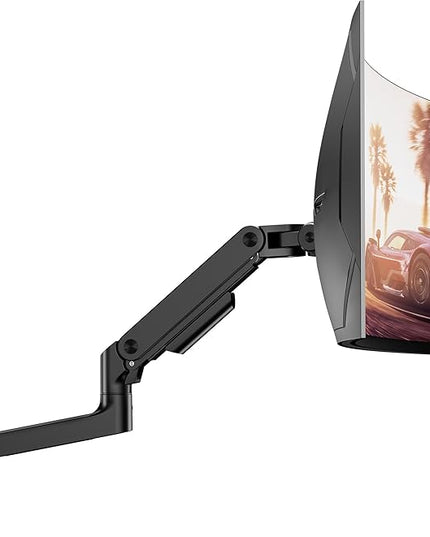 ARES WING Wall Mount Monitor Arm for 17-49 Inch Ultrawide Screens, Heavy Duty Single Monitor Mount Holds 44 lbs, Fully Adjustable Gas Spring Wall Mount, 75x75/100x100 VESA Mount, Black