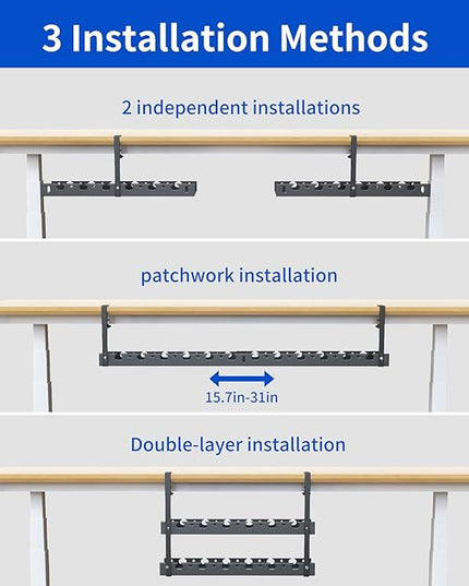 31Inch Extendable Under Desk Cable Management Tray Multi-Model Metal Cable Management Tray Under Desk Cord Management with Clamp Power Strip Cord Holder for Wire Cable Management, Black