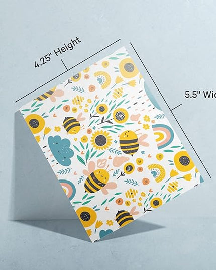 Twigs Paper - Assorted Bumble Bee Greeting Cards - Stationery Cards with Envelopes - Thank You Card - Blank Note Cards - Greeting Cards for All Occasions - Made in USA (5.5 x 4.25, Set of 12)