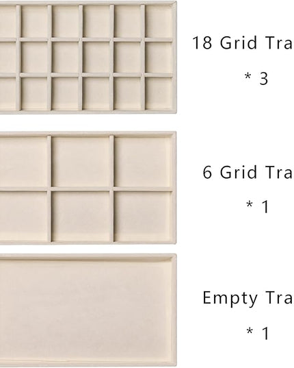 Frebeauty Acrylic Jewelry Organizer Earring Organizer Box with 5 Drawers Earring Holder Organizer with Velvet Trays Clear Jewelry Box for Women Earring Display for Rings Studs(Beige)