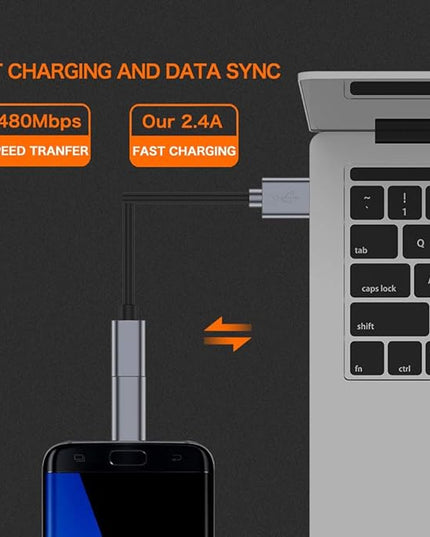 JXMOX USB C to Micro USB Adapter, (4-Pack) Type C Female to Micro USB Male Convert Connector Support Charge Data Sync Compatible with Samsung Galaxy S7 S7 Edge, Nexus 5 6 and Micro USB Devices (Grey)