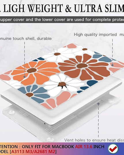 CISSOOK Compatible with MacBook Air 13.6 inch Case M4 M3 M2, Plastic Hard Shell Case Keyboard Cover Screen Protector for MacBook Air 13 2025 2024 2023 2022 Model A3240 A3113 A2681, Vintage Flowers