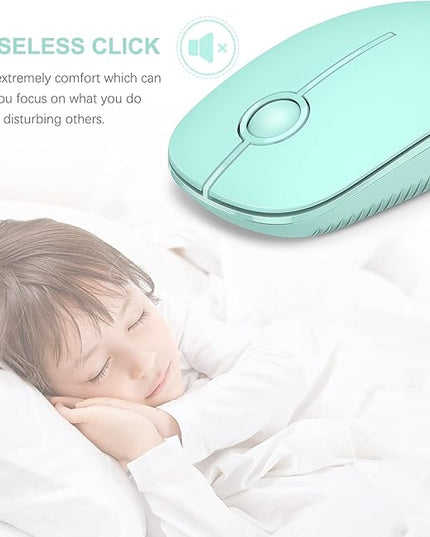 VssoPlor Wireless Mouse, 2.4G Slim Portable Computer Mice with Nano Receiver for Notebook, PC, Laptop, Computer (Mint Green)
