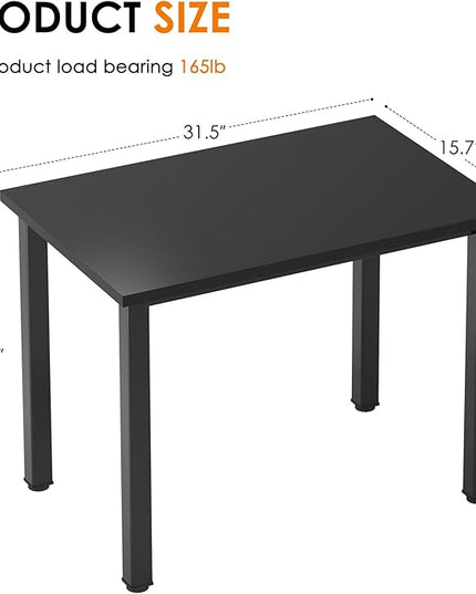 Need Small Desk, 31.5 inch Sturdy Writing Desk for Small Spaces, Computer Desk Teens Desk Study Table Laptop Desk Home Office, Black Metal Frame, Black