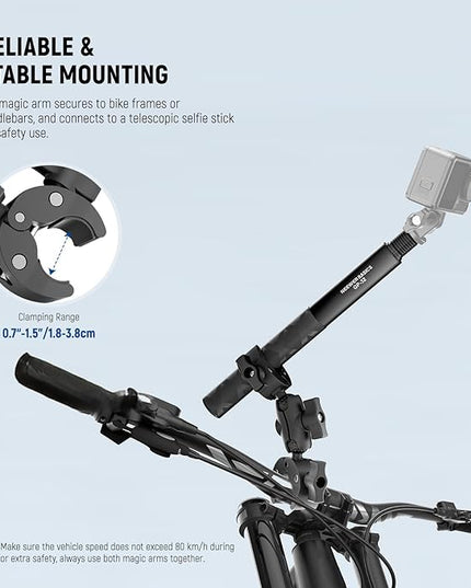 NEEWER Basics Motorcycle Bike Mount Accessories Kit, Invisible Selfie Stick Bicycle Handlebar Clamp Holder Compatible with Insta360 DJI OSMO 360 Pocket 3 Action Cameras for POV Video Recording, GP-32