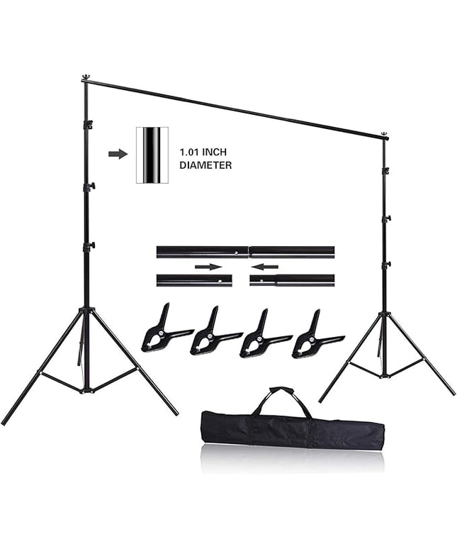 10ft x 8.5ft Adjustable Photography Backdrop Support System Photo Video Studio Muslin Background Stand Kit with Carry Bag