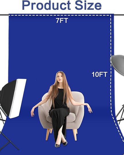 GFCC 7x10FT Royal Blue Backdrop Background Blue Photo Background Photography Backdrop for Photoshoot Screen for Video Recording Picture