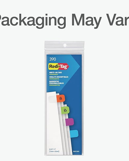 Redi-Tag Write-On Tabs, Permanent Adhesive Index Tabs, Tropical Colors: Purple, Green, Blue, Dark Blue, Orange, 1" x 7/16", 390 Pack (1009305)