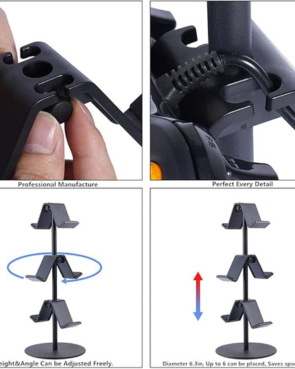 Controller Stand 3 Tier,Headphone Holder, Multi Adjustable Game Controller Headset Hanger for All Universal Gaming PC Accessories, Xbox PS4 PS5 Nintendo Switch(Smart Black)