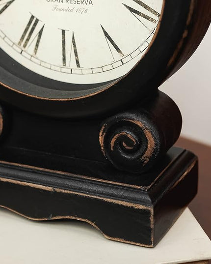 NIKKY HOME Mantel Clock, Retro Desk Clock Silent-Non-Ticking Battery Operated Wooden Mantel Clock for Living Room, Bedroom, Shelf Decoration, Fireplace, Farmhouse Decor