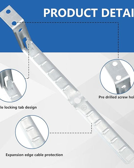 AOIGU 100 Pack Stud Wall Mounting Cable Support Clamps - Galvanized Steel Electrical Bracket Fasteners with Locking Tab, Wire Management for Residential Electrical Wiring Projects